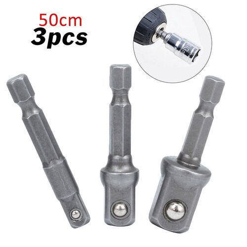 3PCS Socket Adapter Chrome Vanadium Steel Hex Shank 1/4 3/