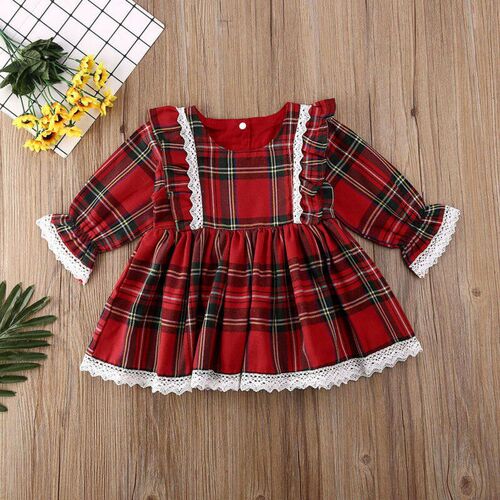 1-6Y Christmas Girls Red Dress Toddler Baby Kid Girls Lace R