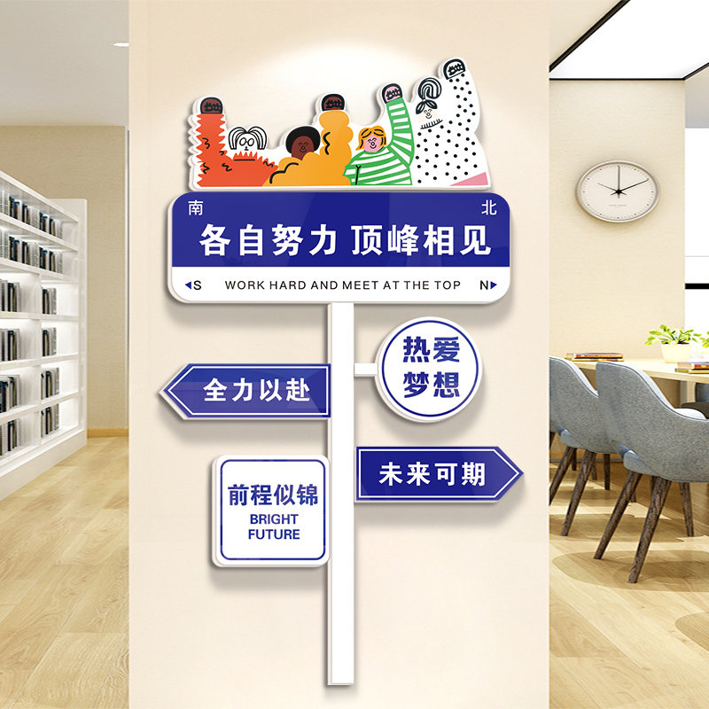 创意路牌励志标语中考班级装饰文化墙贴教室布置黑板上面挂画高考,家居饰品,文化墙贴,淘宝优惠券,粉丝福利购,淘宝优惠卷