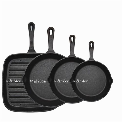 Cast Iron Pan Striped Steak Pot Set Mini Frying Pan Flat Non