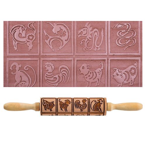 Wooden Textured Rolling Pin Modeling Pattern Rollers Wood