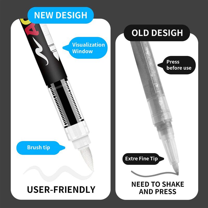 8pcs Black and White Acrylic Paint Markers Set, Large Ink Ca图片