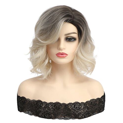Wig Full Head ver For Women Gradient Color Short Curly Hair