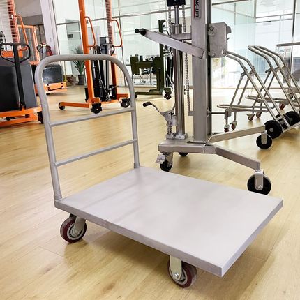 不锈钢平板车仓库搬运车工厂物料搬运车大台面手推车载重力强鹰力