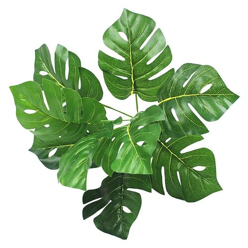 9 Heads Artificial Plants Tropical Green Turtle Leaves Leaf