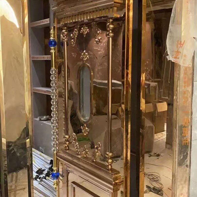 欧式新款豪华大门水晶拉手不锈钢玻璃酒店KTV商场门把手古铜色