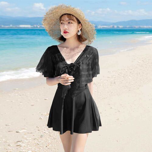 New Swimsuit Womens Black Lace Conservatively Conservative