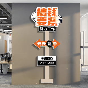搞钱墙贴挂画天天爆单文化墙办公室休闲区布置公司销售部文化墙贴