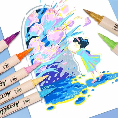 Double Ended Acrylic Marker 12/24/36 Color Waterproof Art Su