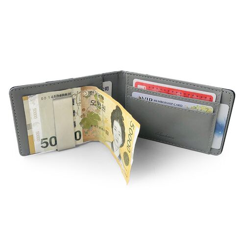 SaleSolid Mens Thin Bifold Money Clip Leather Wallet with A