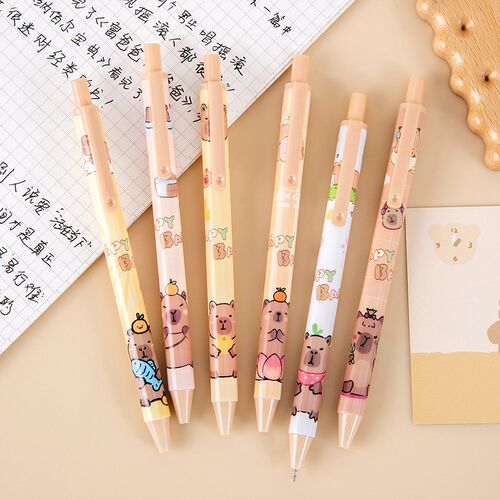 Creative Cute Capybara Clicking Black Neutral Pen Student Pr
