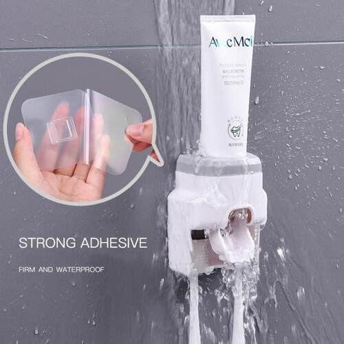 1pc Toothbrush Holder Set Toothpaste Dispenser Wall Mount St