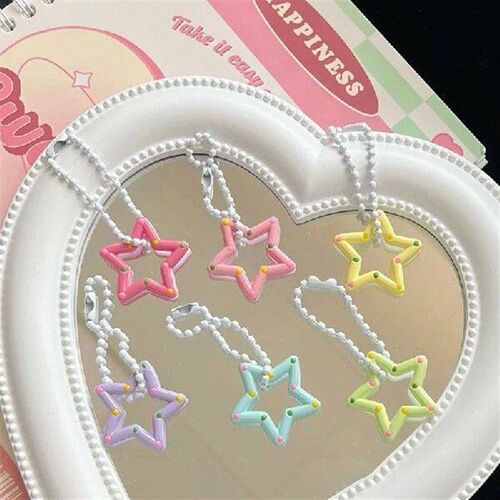 1PC Cute Candy Color Stars Keychain Minimalist Hollow Star