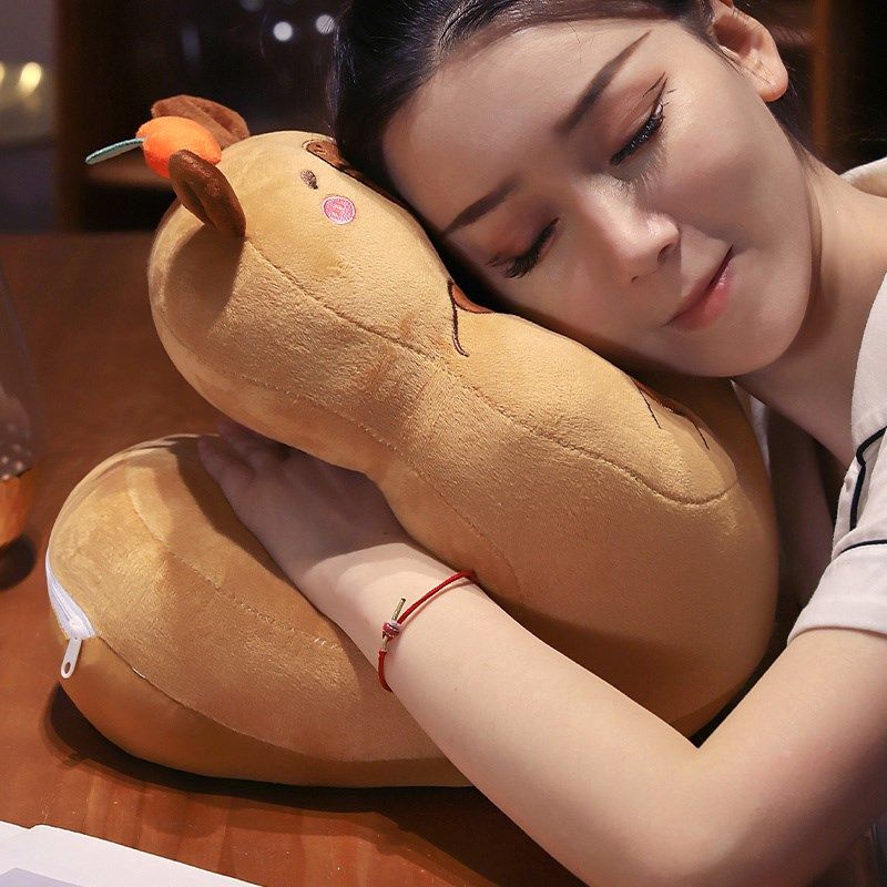 卡皮巴拉冰丝面午睡枕趴睡枕头办公室抱枕女生学生睡觉趴趴枕头,居家布艺,午睡枕,淘宝优惠券,粉丝福利购,淘宝优惠卷