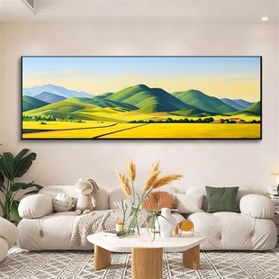 背有大靠山挂画客厅沙发背景墙装饰画田园风格丰收壁画无水青山图