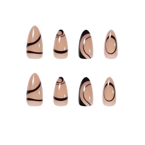 24pcsBox Press on Fake Nails Short French Edges Acrylic Fu