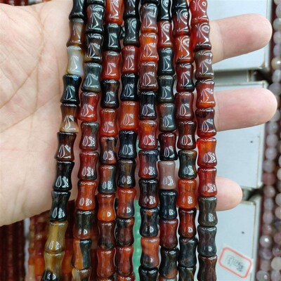 8*12mm bamboo loose beads natural green dongling agate bambo