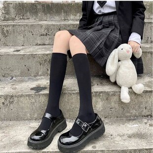 Solid Color Black White Long Socks Stockings JK Japan Style