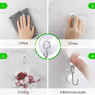 5/10Pcs Suction Cup Hooks 20/30/40/50/57mm Transparent Sucti