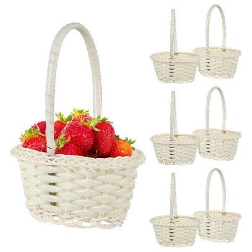 10 Pcs Basket Rattan Shopping Child Flower Girl Favor Mini