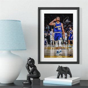 勇士斯蒂芬库里抢七纪录实木装 饰相框照片墙桌摆挂框摆件酒吧壁画