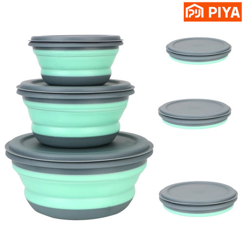 3 PCS/Set Camping Bowl Foldable Silicone Collapsible Bowl Lu