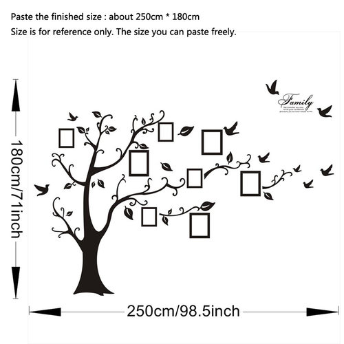 Large 250*180cm/99*71in Black 3D DIY Photo ree PVC Wall Deca