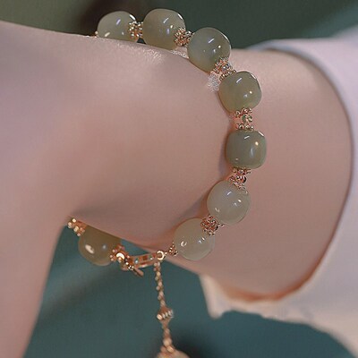 Fashionable and Exquisite Green Imitation Jade Beaded Bracel