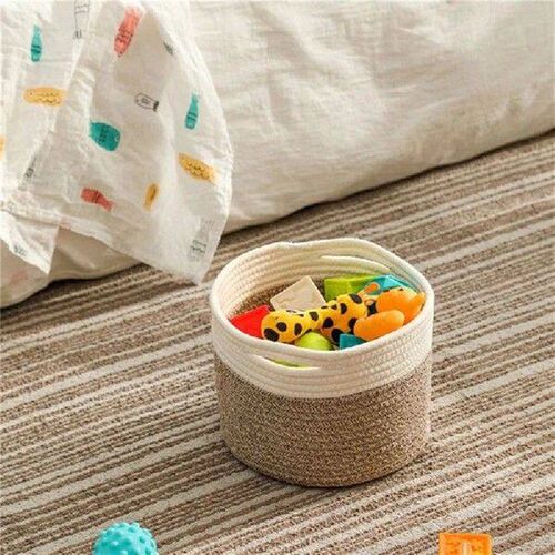 Cotton Rope Woven Storage Basket With Handles, Laundry