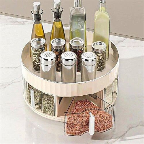 Turntable Storage Tray Turntable Spice Rack for Cabinet