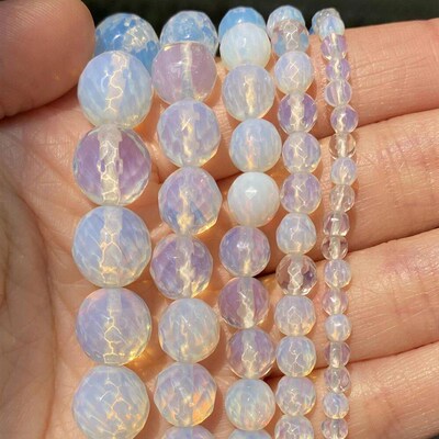 Natural Stone Faceted Opal Beads Round Loose Spacer Beads Fo