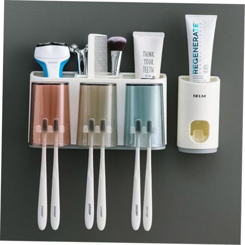 toothbrush tooth cup holder wall rack bathroom mount home