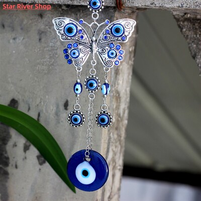 Turkish Blue Evil Eye Wall Hanging Butterfly Car Pendant Luc