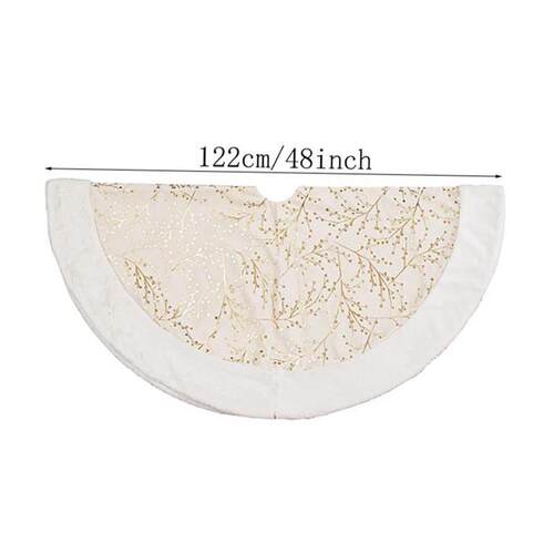 Christmas Tree Skirt - 48 inch Flower Branch Pattern Bronzin