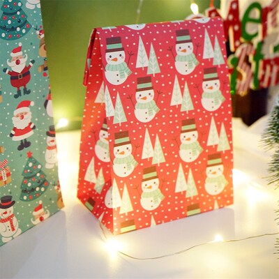 Merry Christmas Kraft Paper Bag Cookie Candy Gift sticker