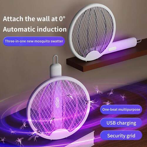 Tree-in-one Foldable Electric Mosquito Killer Fly Swatter Tr