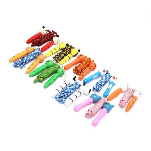 Kid Jump Rope Cotton Skipping Rope With Wooden Handle Skippi