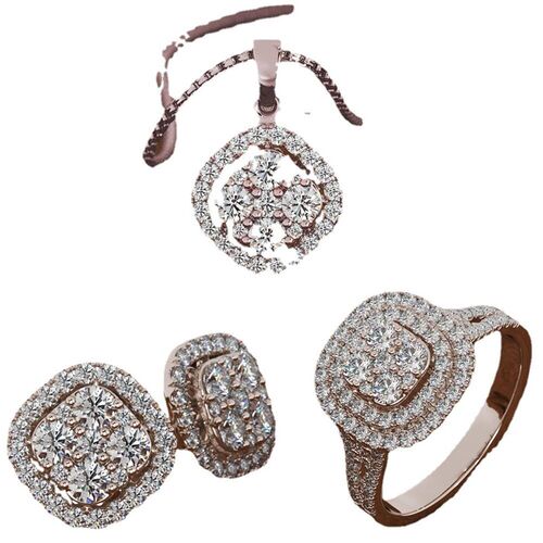 Classic Fashion Square Four Leaf Clover Engagement Ring Earr