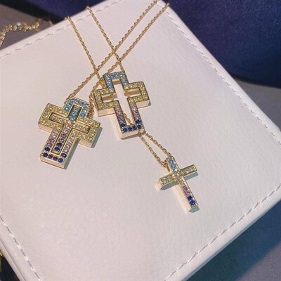 2021 New Sterling Silver Italy Luxulry Double Cross Move0