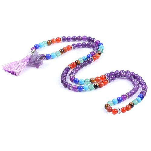 Natural Crystal Amethyst Bead String Brlet Merkaba Tassel Br