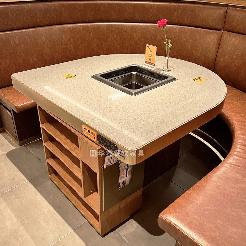 巴奴大理石无烟自净化火锅圆桌子电磁炉一体下沉式串串烤肉店桌椅,商业/办公家具,火锅桌,淘宝优惠券,粉丝福利购,淘宝优惠卷