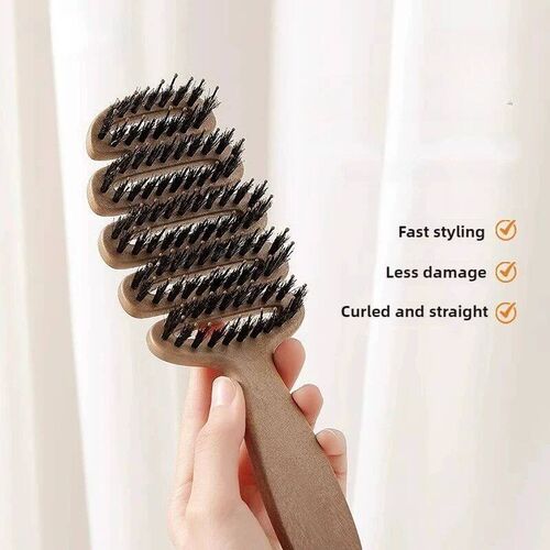 Hollow Boar Bristle Hair Comb Detangling Hair Brush Women Sc