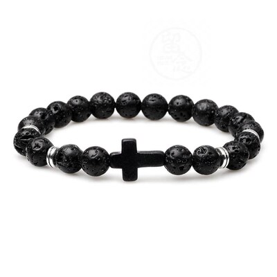 。Qinuo volcanic stone frosted stone Turquoise Cross Yoga ha