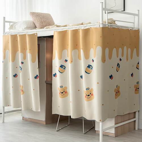 Cartoon bear bed curtain student dormitory strong shading an