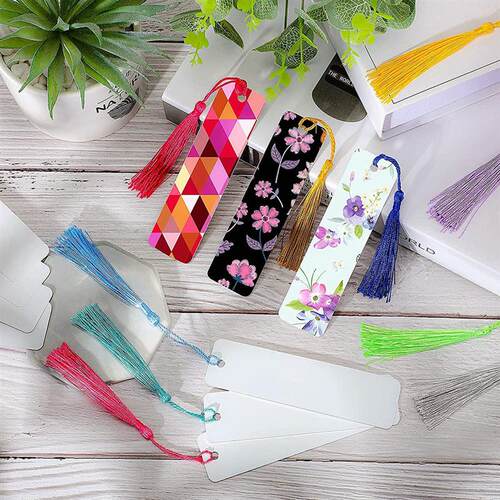 10PCS Bulk Blank Sublimation Bookmark with Tassels Double Si