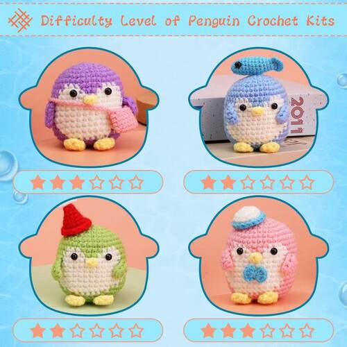 Penguin Crochet Kit for Beginners With Video Tutorial Cotton