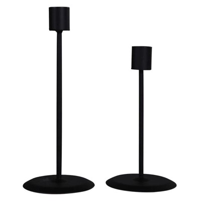 2 Pcs Black Metal Retro Holders Romantic Candlelight Dinner