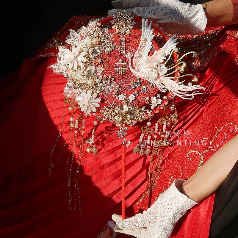 新娘婚礼结婚团扇diy材料包喜扇秀禾服中式出嫁高级婚扇子成品,家居饰品,工艺扇/团扇/喜扇/折扇,淘宝优惠券,粉丝福利购,淘宝优惠卷
