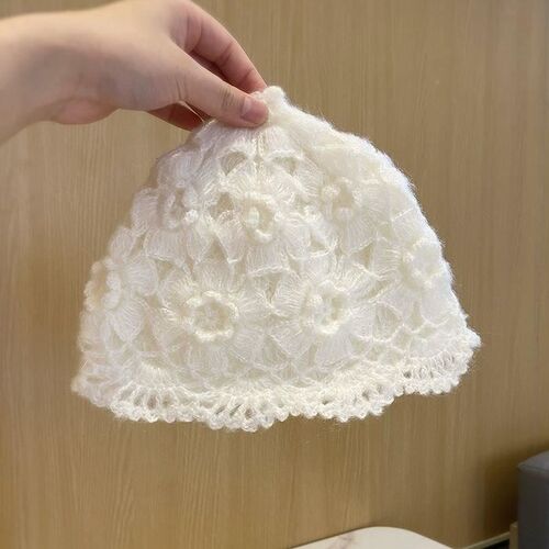 Handmade Crochet Flower Hat Cover Gray Hair Headdress Coveri