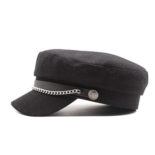 Autumn Winter Chain Wool Military Berets for Women Female Fl